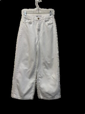 ZARA Wide Leg White Denim Jeans High Rise